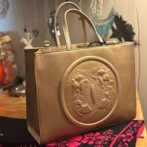 NWT Global Generations Borsa Puma Golden Vegan Leather Laptop Tote • Structural